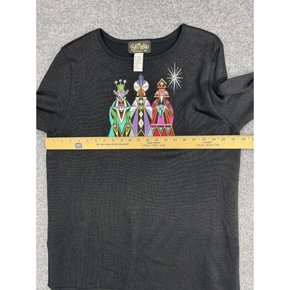 Bob Mackie Sweater Womens Large Three Wise Men Holiday Metallic Pullover Art - Picture 6 of 7